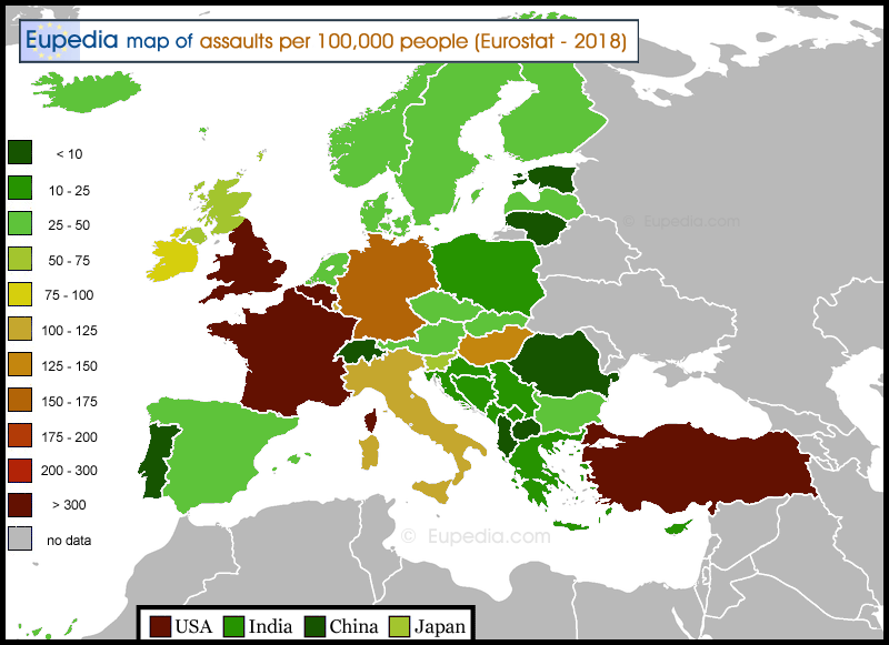 Assault rates in Europe - 2018