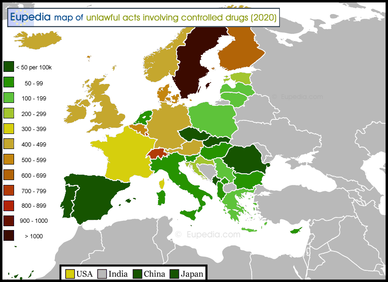 Drug related offences in Europe - 2020