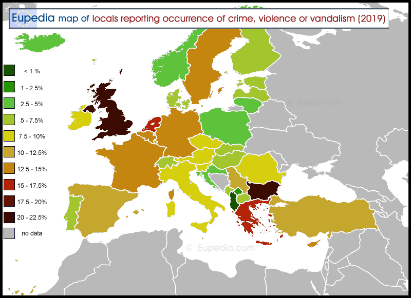 Reported occurrence crime in Europe - 2019